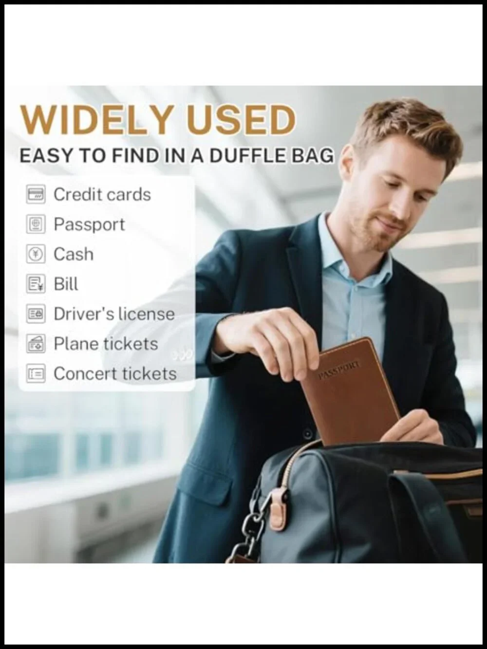Genuine Leather Passport Holder with Card Slots and Pocket for Travel